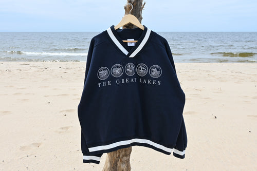 The Great Lakes V-Neck Oversized Vintage Sweatshirt
