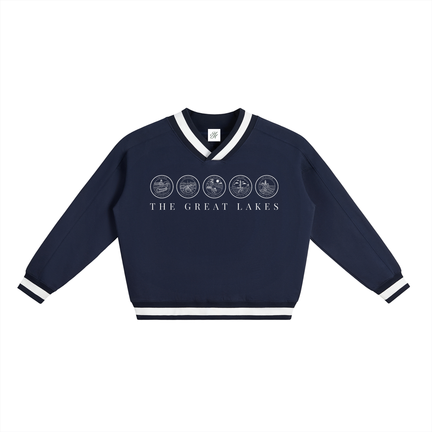 The Great Lakes V-Neck Oversized Vintage Sweatshirt