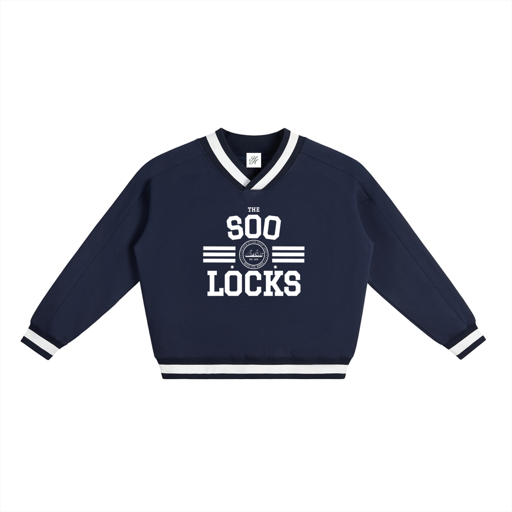 The Soo Locks V-Neck Oversized Vintage Sweatshirt